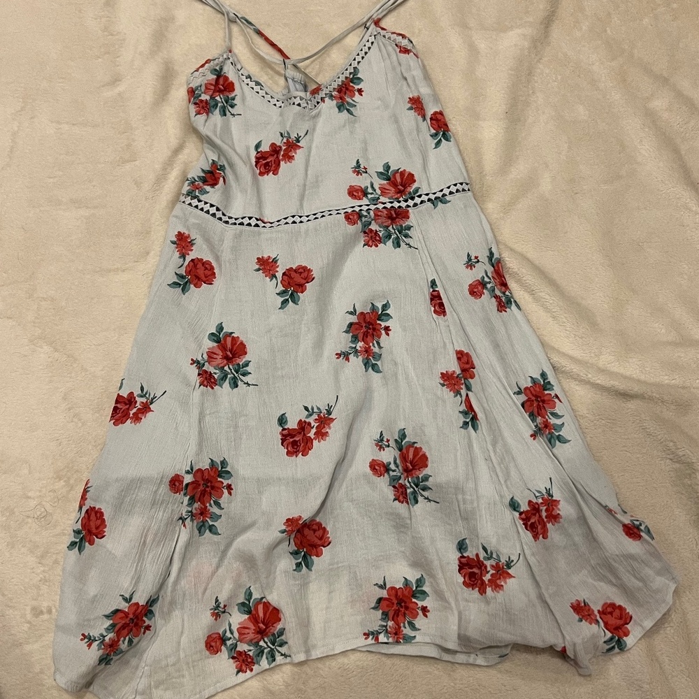 ABERCROMBIE Blue with red flower dress size L